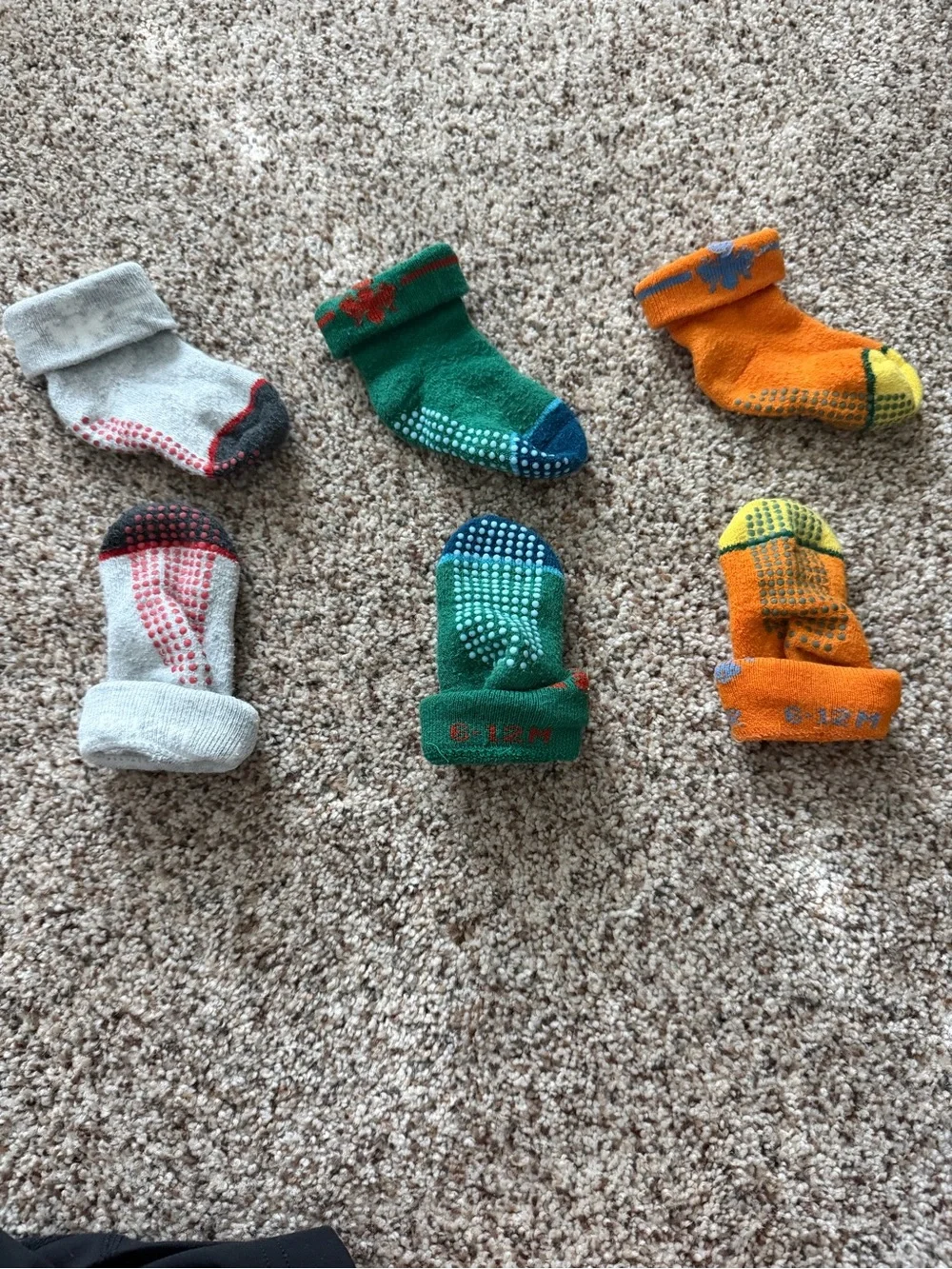 Bombas Baby Gripper Sock - Gray, Green & Orange